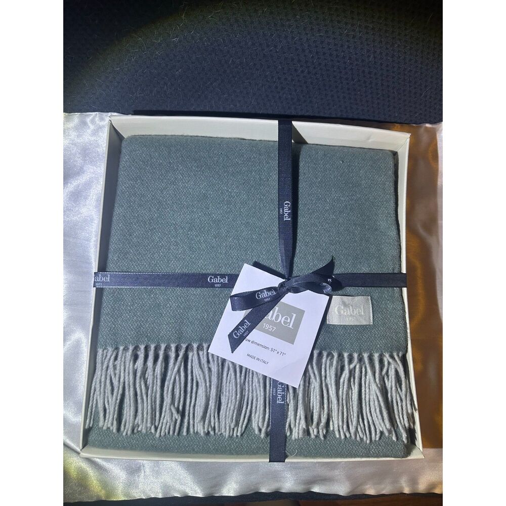 New Gabel 1957 Italy Throw 51"x71” 41% Wool, 10% Cashmere Green